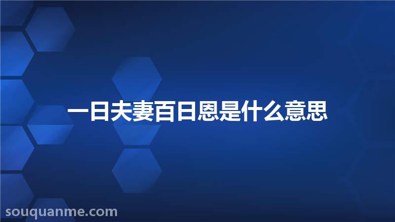 一日夫妻百日恩是什么意思 一日夫妻百日恩的拼音 一日夫妻百日恩的成语解释